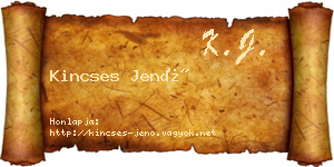 Kincses Jenő névjegykártya